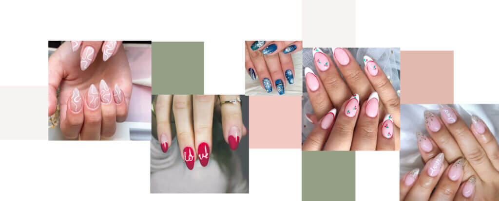 A collage of beautiful, healthy nails from Camellia Nail Bar